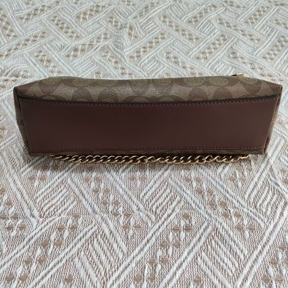 Coach Signature Canvas Chain Crossbody Bag Brown - Picture 4 of 9
